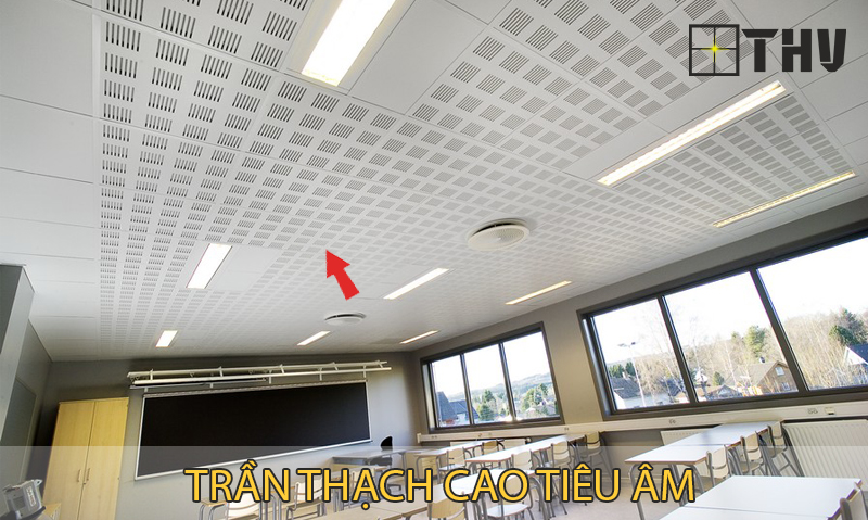 trần dùng tấm thạch cao tiêu âm