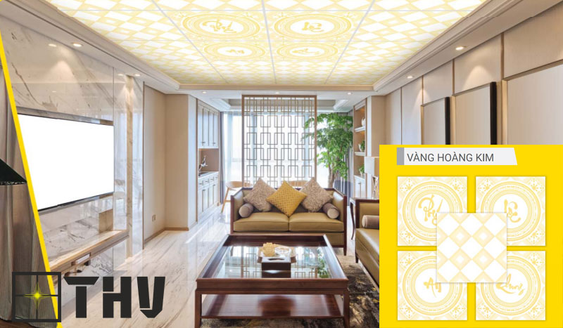 Tấm trang trí Vĩnh Tường DECO Plus® In Lụa phúc lộc an khang màu vàng hoàng kim