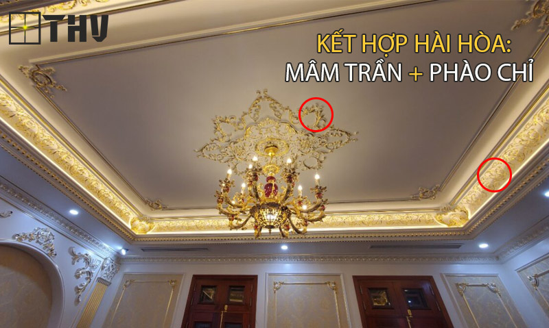Kết hợp mâm trần và phào chỉ