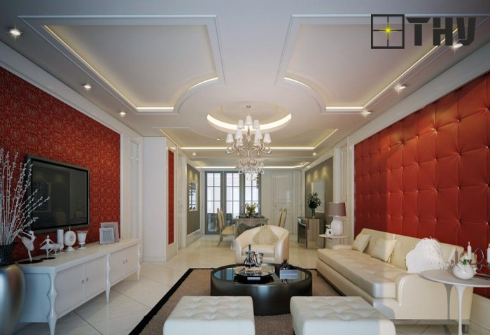 mẫu trần thạch cao phòng khách đẹp 30m 1