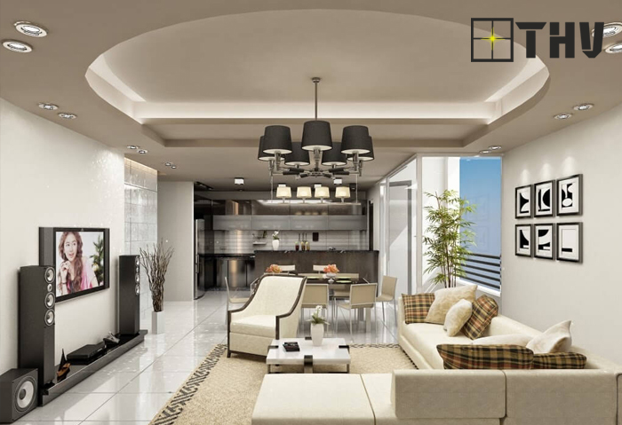 mẫu trần thạch cao phòng khách đẹp 30m 2