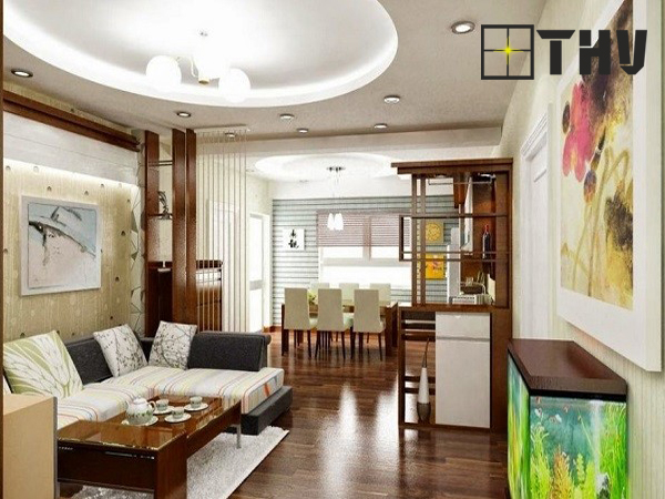 trần thạch cao phòng bếp hình tròn 10