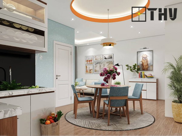 trần thạch cao phòng bếp hình tròn 3
