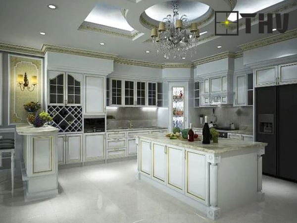 trần thạch cao phòng bếp hình tròn 6