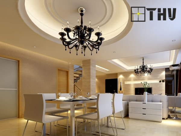 trần thạch cao phòng bếp hình tròn 7