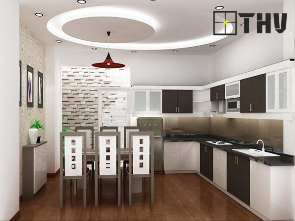 trần thạch cao phòng bếp hình tròn 9