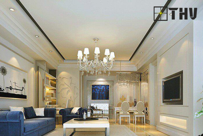 trần thạch cao phòng khách nhà ống 10