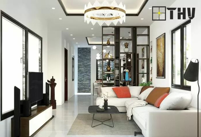 trần thạch cao phòng khách nhà ống 7