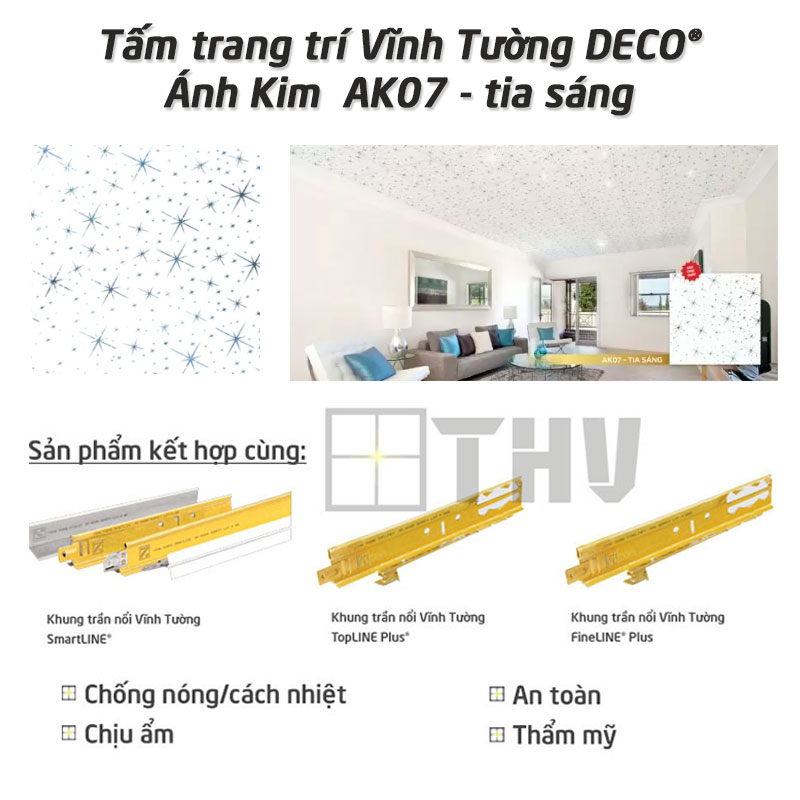Tấm trang trí Vĩnh Tường DECO® Ánh Kim AK07 – tia sáng