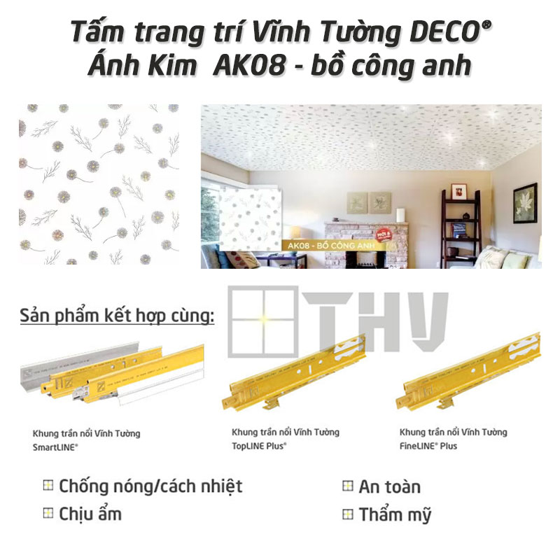 Tấm trang trí Vĩnh Tường DECO® Ánh Kim AK08 – bồ công anh