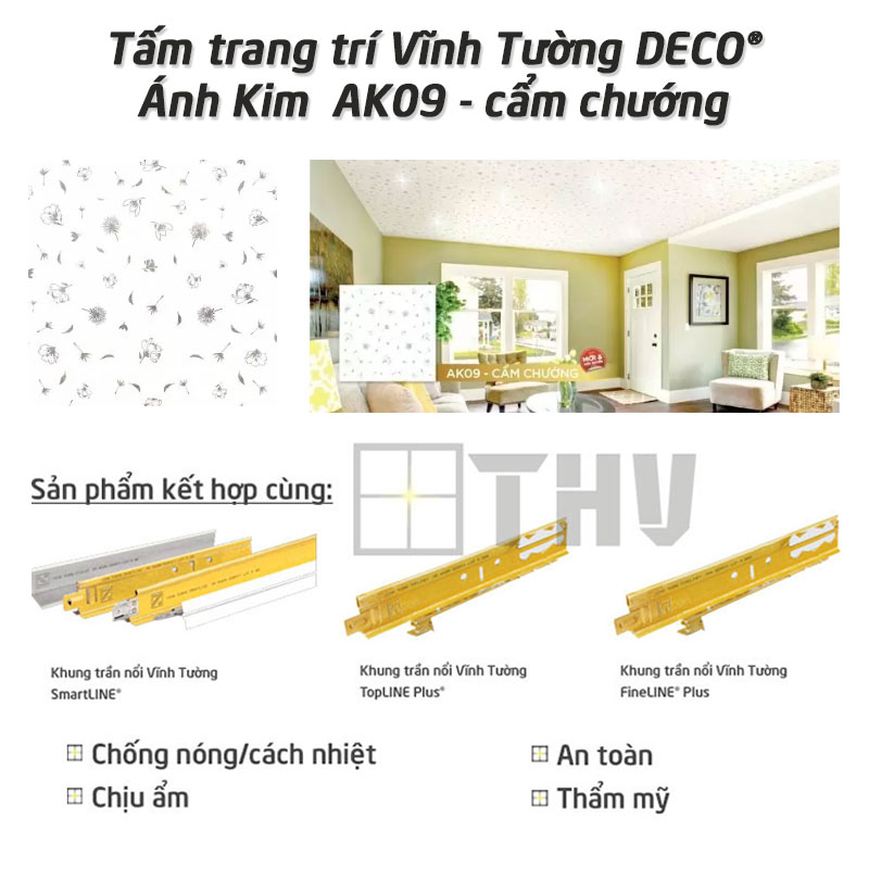 Tấm trang trí Vĩnh Tường DECO® Ánh Kim AK09 – cẩm chướng