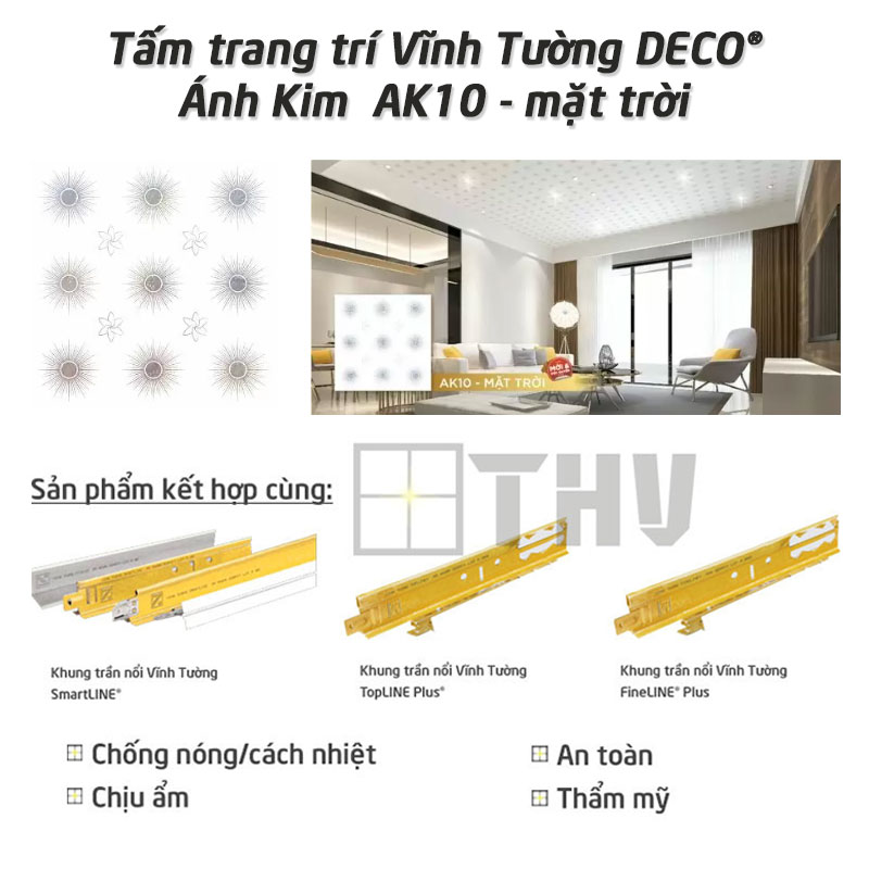Tấm trang trí Vĩnh Tường DECO® Ánh Kim AK10 – mặt trời
