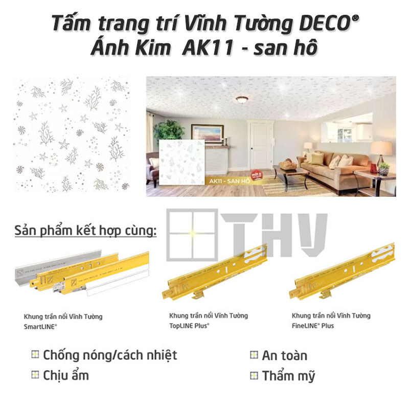 Tấm trang trí Vĩnh Tường DECO® Ánh Kim AK11 – san hô