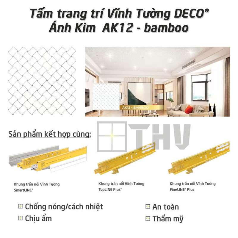 Tấm trang trí Vĩnh Tường DECO® Ánh Kim AK12 –bamboo