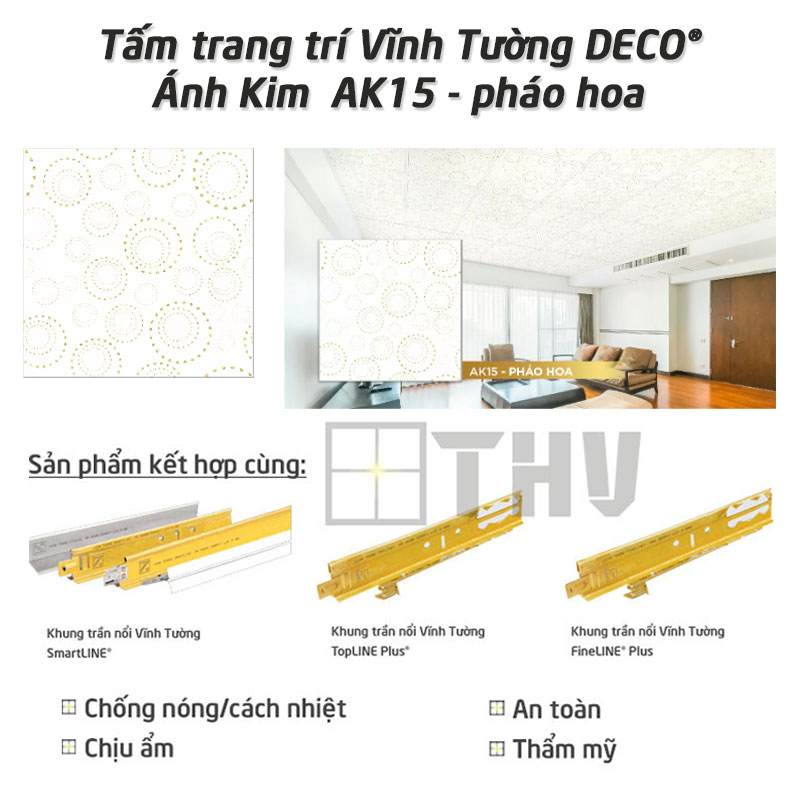 Tấm trang trí Vĩnh Tường DECO® Ánh Kim AK15 – pháo hoa