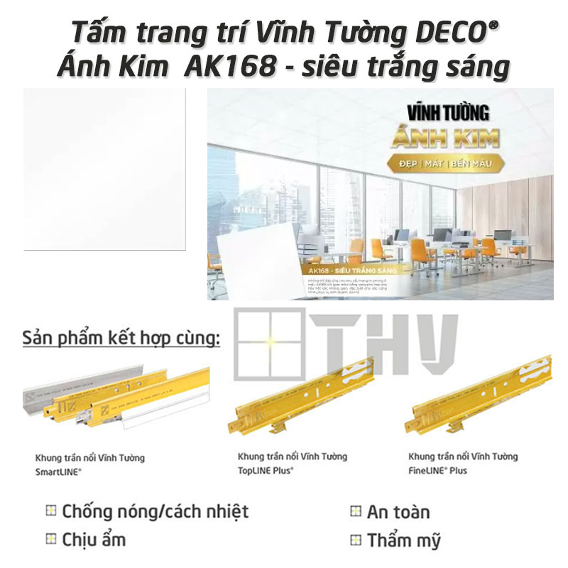 Tấm trang trí Vĩnh Tường DECO® Ánh Kim AK168 – siêu trắng sáng
