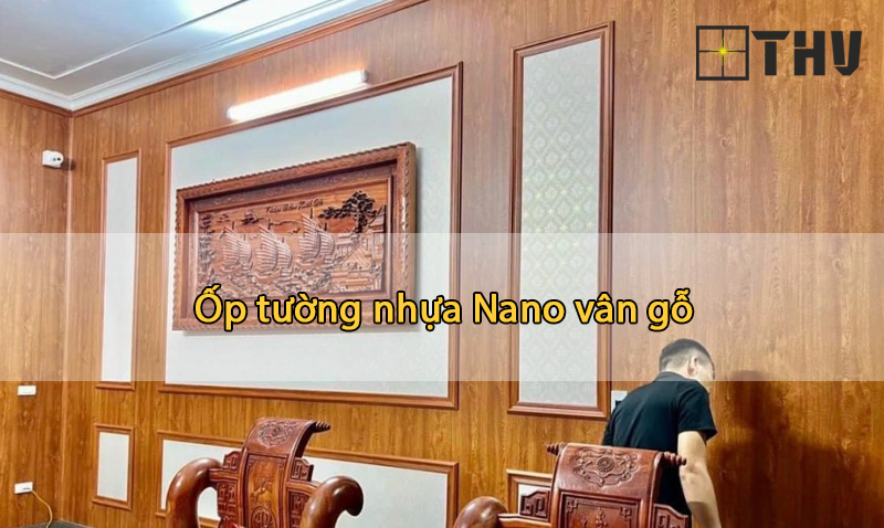 ốp tường nhựa nano vân gỗ